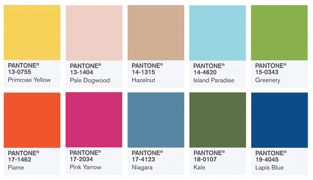 Pantone 2017 colors swatch