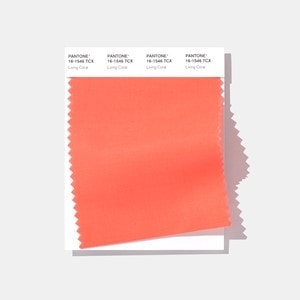 Pantone 2019 Color of the Year Living Coral color fabric swatch