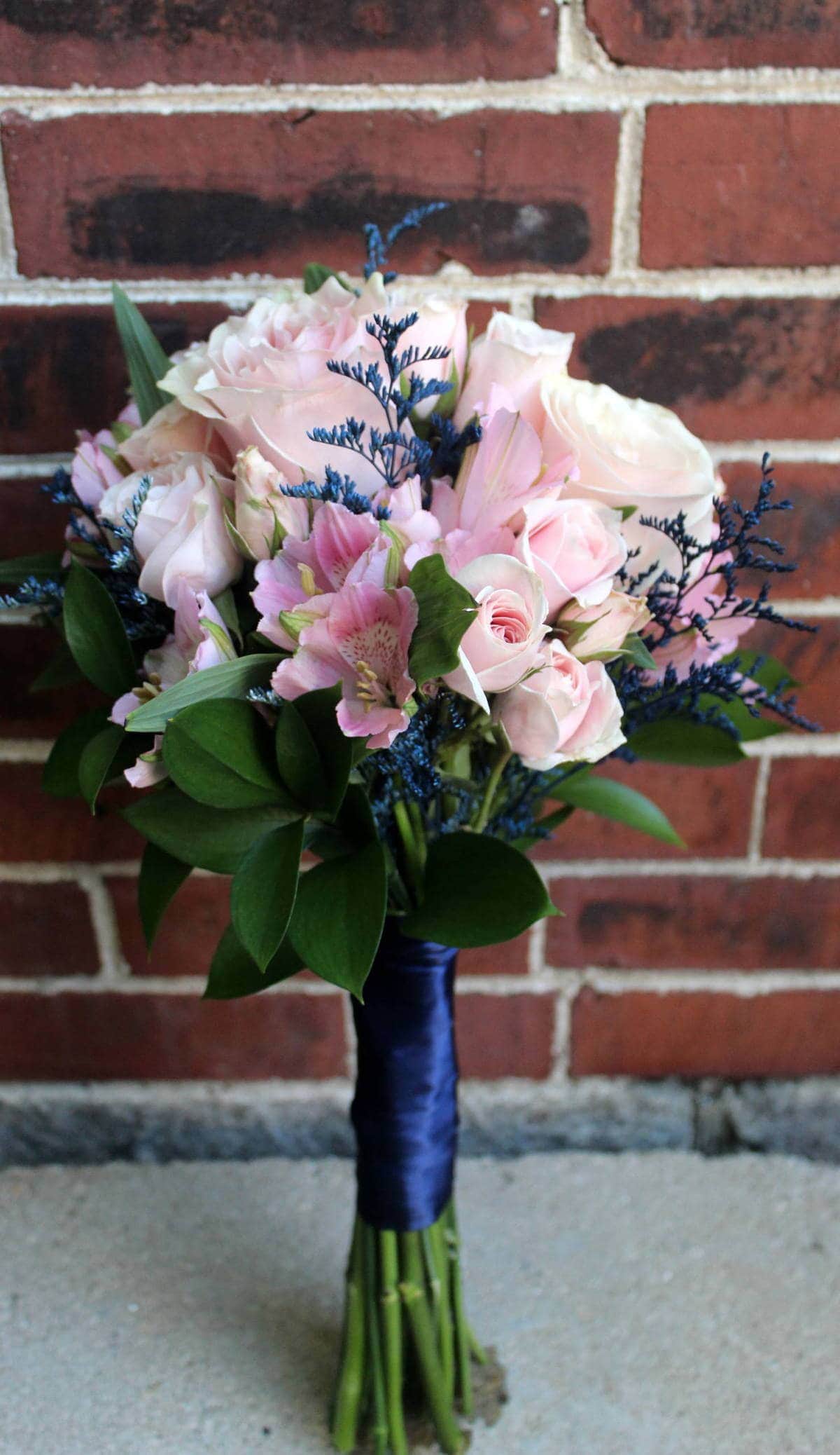 pink and blue wedding bouquet