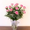 one dozen pink roses